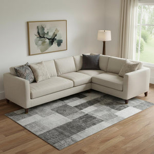 HomeRoots 10' X 14' Pewter Gray & Silver Geometric Area Rug - Washable, UV-Protected, Durable for Everyday Life 688243
