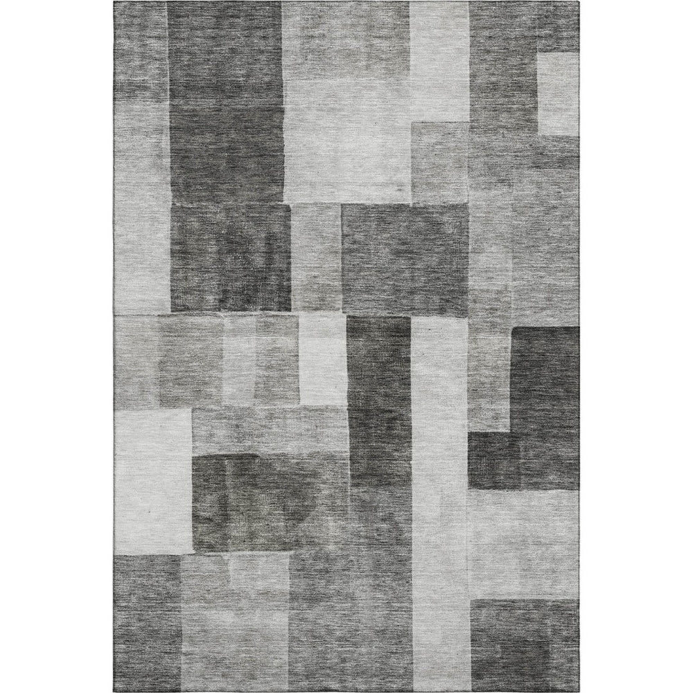 HomeRoots 10' X 14' Pewter Gray & Silver Geometric Area Rug - Washable, UV-Protected, Durable for Everyday Life 688243
