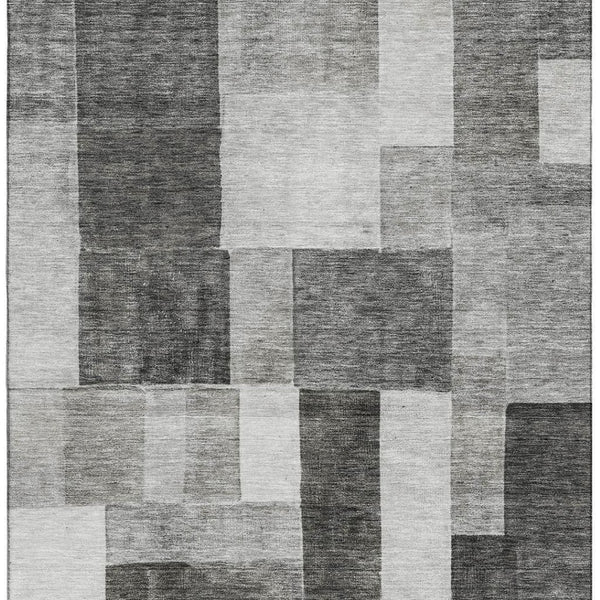 HomeRoots 10' X 14' Pewter Gray & Silver Geometric Area Rug - Washable, UV-Protected, Durable for Everyday Life 688243