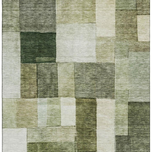 HomeRoots 5' X 8' Sage Beige & Gray Geometric Area Rug - Washable, UV Protected & Durable for Modern Living Spaces 688245