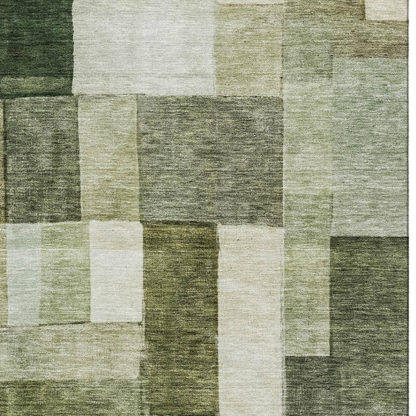 HomeRoots 8' X 10' Sage Beige & Gray Geometric Area Rug - Washable, Stain-Resistant, UV Protected, Durable Design 688247