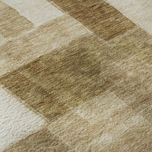 HomeRoots 8' Modern Geometric Washable Round Rug in Terra Cotta, Beige & Copper - Durable, UV Protected Style 688252