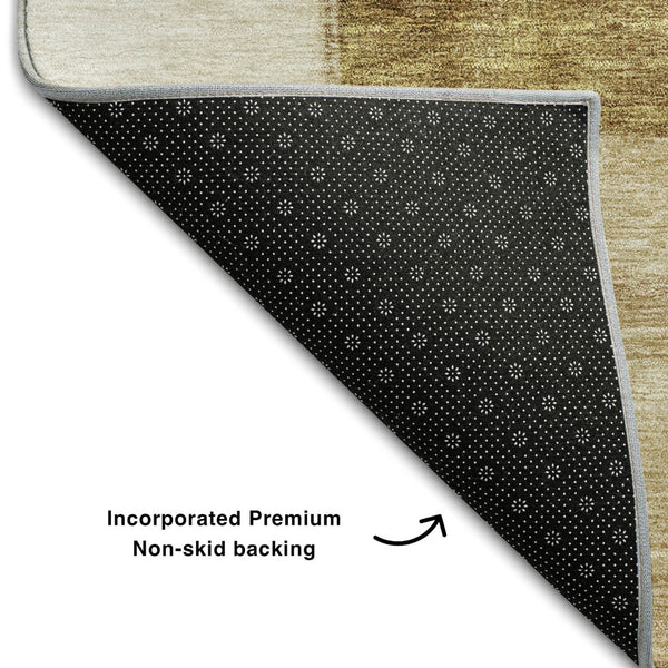 HomeRoots 9' X 12' Versatile Terra Cotta Beige & Copper Geometric Washable Area Rug with UV Protection 688254
