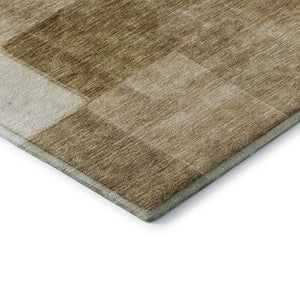 HomeRoots 9' X 12' Versatile Terra Cotta Beige & Copper Geometric Washable Area Rug with UV Protection 688254