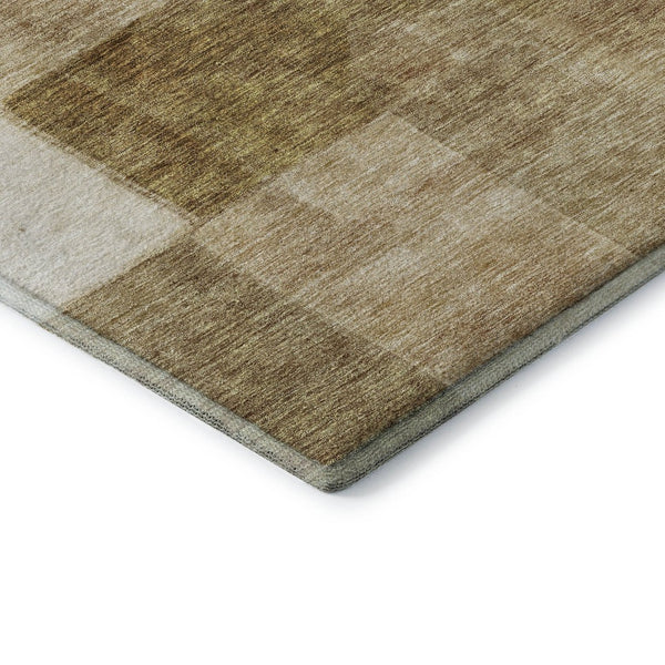 HomeRoots 9' X 12' Versatile Terra Cotta Beige & Copper Geometric Washable Area Rug with UV Protection 688254
