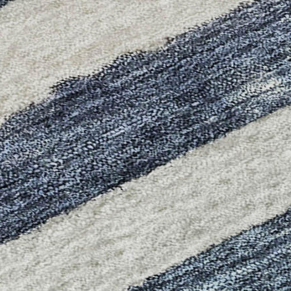 HomeRoots 5' X 8' Denim Blue & Ivory Striped Area Rug – Washable, Stain-Resistant, UV-Protected for Homes 688263