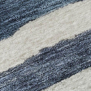 HomeRoots 9' X 12' Denim Blue & Ivory Striped Area Rug - Washable, UV-Protected, Durable & Stylish for Any Space 688266