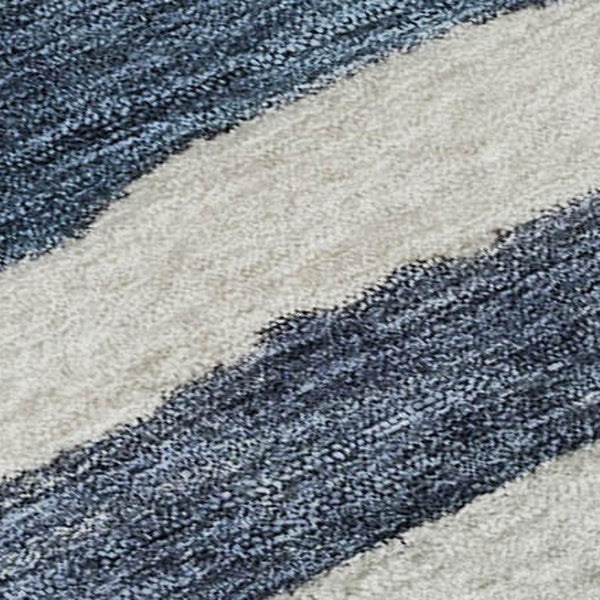 HomeRoots 9' X 12' Denim Blue & Ivory Striped Area Rug - Washable, UV-Protected, Durable & Stylish for Any Space 688266