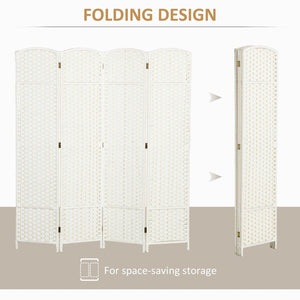 English Elm Homcom Woven Polypropylene 4 Panel Folding Screen Pine Frame Freestanding Room Divider W2225P485650
