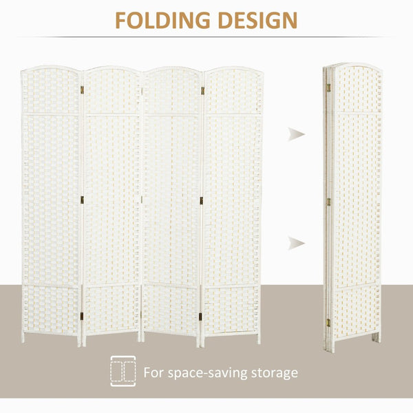 English Elm Homcom Woven Polypropylene 4 Panel Folding Screen Pine Frame Freestanding Room Divider W2225P485650