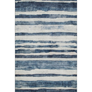 HomeRoots 10' Denim Blue & Ivory Striped Area Rug - Washable, UV Protected, Durable for High-Traffic Spaces 688267
