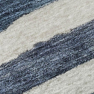 HomeRoots 10' Denim Blue & Ivory Striped Area Rug - Washable, UV Protected, Durable for High-Traffic Spaces 688267