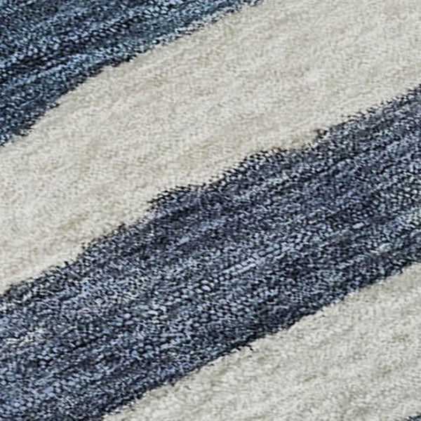 HomeRoots 10' Denim Blue & Ivory Striped Area Rug - Washable, UV Protected, Durable for High-Traffic Spaces 688267