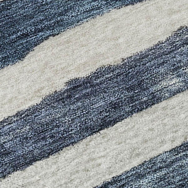 HomeRoots 10' Denim Blue & Ivory Striped Area Rug - Washable, UV Protected, Durable for High-Traffic Spaces 688267