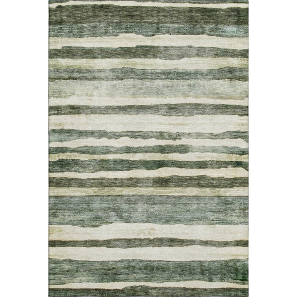 HomeRoots 5' X 8' Sage Ivory & Beige Striped Area Rug with UV Protection - Durable, Washable & Stylish Home Accent 688269