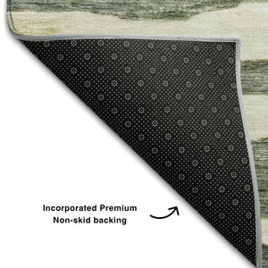 HomeRoots 5' X 8' Sage Ivory & Beige Striped Area Rug with UV Protection - Durable, Washable & Stylish Home Accent 688269