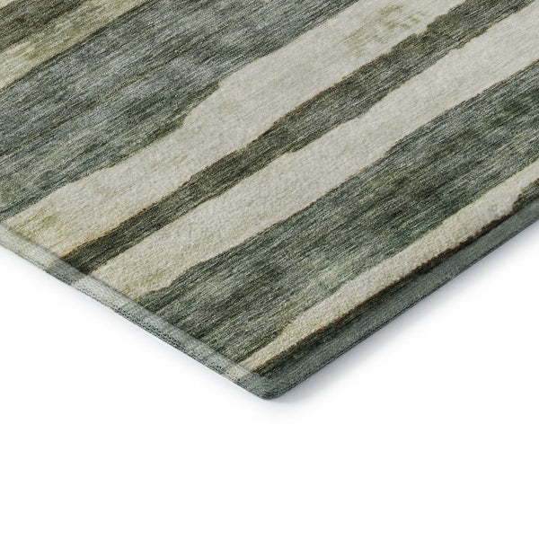 HomeRoots 5' X 8' Sage Ivory & Beige Striped Area Rug with UV Protection - Durable, Washable & Stylish Home Accent 688269