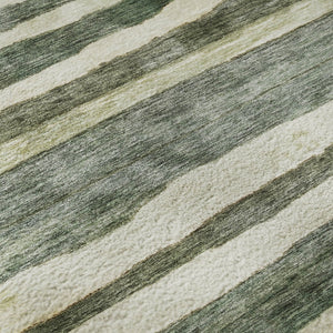 HomeRoots 5' X 8' Sage Ivory & Beige Striped Area Rug with UV Protection - Durable, Washable & Stylish Home Accent 688269
