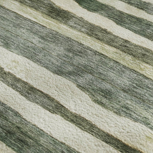HomeRoots 5' X 8' Sage Ivory & Beige Striped Area Rug with UV Protection - Durable, Washable & Stylish Home Accent 688269