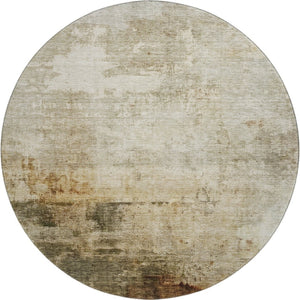 HomeRoots 8' Stylish Washable Round Rug in Linen Ivory & Copper - Durable, Stain Resistant with UV Protection 688276