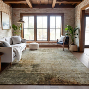 HomeRoots 9' X 12' Stylish Linen Ivory & Copper Washable Area Rug with UV Protection for Modern Homes 688278