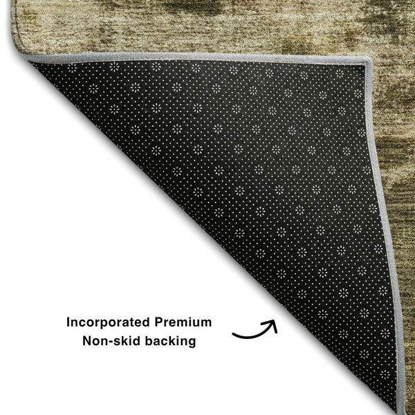 HomeRoots 9' X 12' Stylish Linen Ivory & Copper Washable Area Rug with UV Protection for Modern Homes 688278