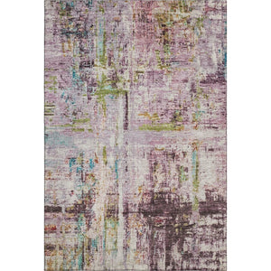 HomeRoots 5' X 8' Stylish Lavender Green and Teal Abstract Area Rug - Washable, UV Protected, Stain Resistant! 688281