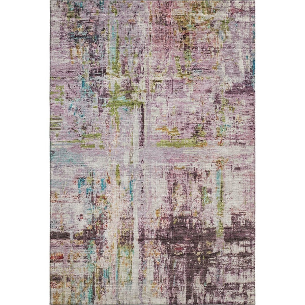 HomeRoots 5' X 8' Stylish Lavender Green and Teal Abstract Area Rug - Washable, UV Protected, Stain Resistant! 688281
