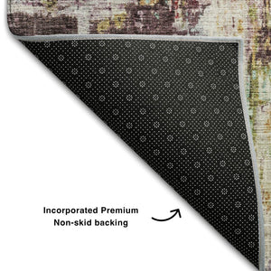 HomeRoots 5' X 8' Stylish Lavender Green and Teal Abstract Area Rug - Washable, UV Protected, Stain Resistant! 688281