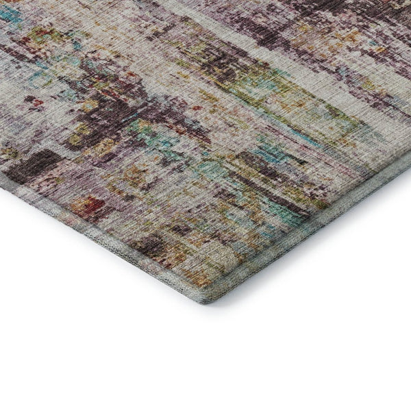 HomeRoots 5' X 8' Stylish Lavender Green and Teal Abstract Area Rug - Washable, UV Protected, Stain Resistant! 688281