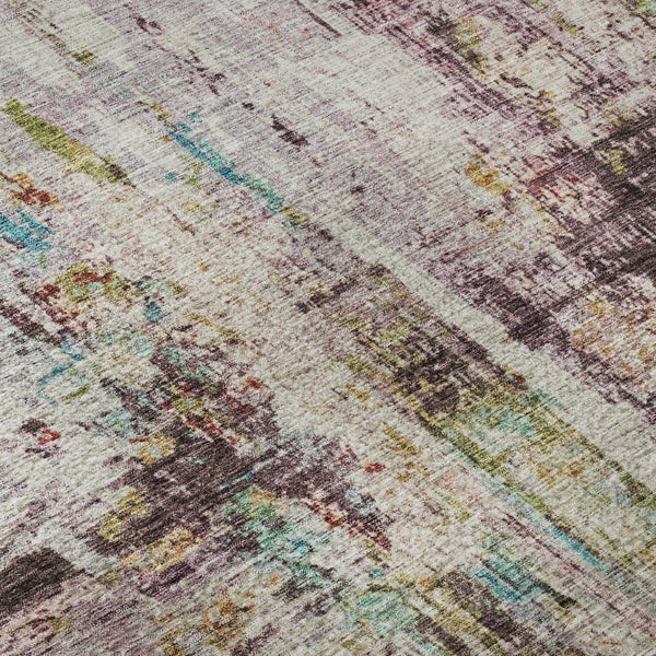 HomeRoots 5' X 8' Stylish Lavender Green and Teal Abstract Area Rug - Washable, UV Protected, Stain Resistant! 688281