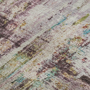 HomeRoots 5' X 8' Stylish Lavender Green and Teal Abstract Area Rug - Washable, UV Protected, Stain Resistant! 688281
