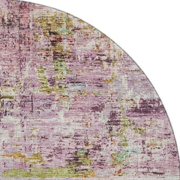 HomeRoots 8' Stylish Abstract Round Rug in Lavender Green & Teal - Washable, UV Protected, Perfect for Homes! 688282