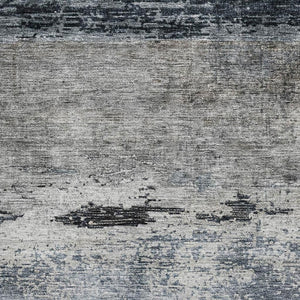 HomeRoots 5' X 8' Washable Abstract Area Rug in Navy, Gray & Silver – Stain Resistant with UV Protection! 688287