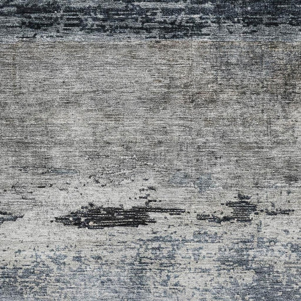 HomeRoots 5' X 8' Washable Abstract Area Rug in Navy, Gray & Silver – Stain Resistant with UV Protection! 688287