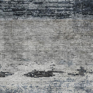 HomeRoots 8' X 10' Abstract Navy Blue Gray Silver Area Rug - Washable, UV Protected, Stylish & Durable Design 688289