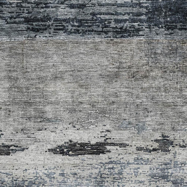HomeRoots 8' X 10' Abstract Navy Blue Gray Silver Area Rug - Washable, UV Protected, Stylish & Durable Design 688289