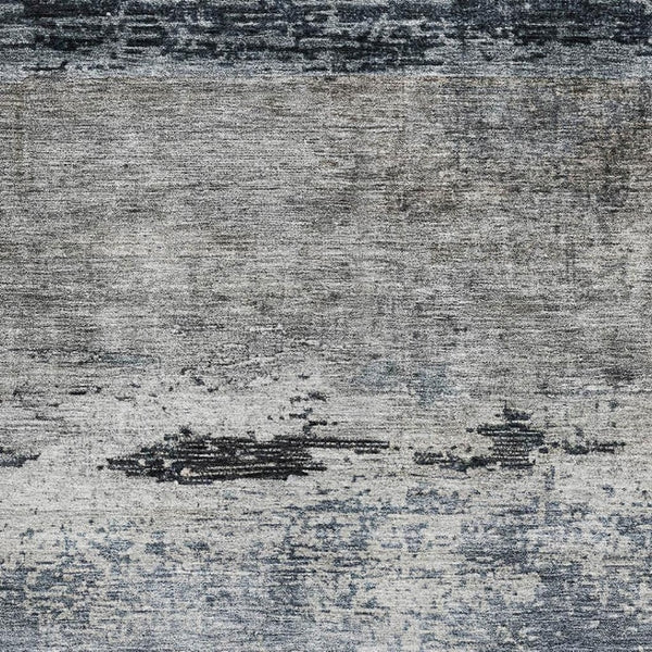 HomeRoots 9' X 12' Navy Blue Gray Silver Abstract Area Rug – Stylish, Washable, UV-Protected, Family-Friendly Design 688290