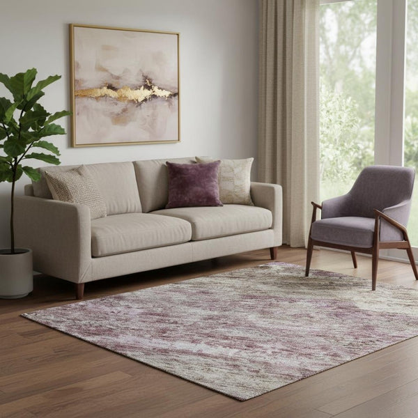 HomeRoots 5' X 8' Blush & Ivory Abstract Area Rug - Washable, UV-Protected, Stylish for High-Traffic Spaces 688293