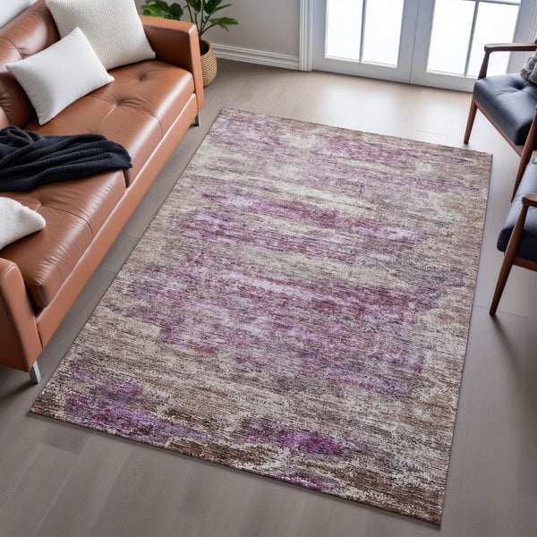 HomeRoots 5' X 8' Blush & Ivory Abstract Area Rug - Washable, UV-Protected, Stylish for High-Traffic Spaces 688293