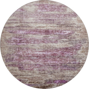 HomeRoots 8' Blush and Ivory Abstract Round Rug – Stylish, Washable, UV-Protected for High-Traffic Areas 688294