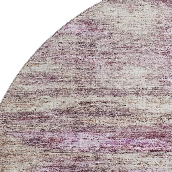 HomeRoots 8' Blush and Ivory Abstract Round Rug – Stylish, Washable, UV-Protected for High-Traffic Areas 688294