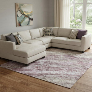 HomeRoots 8' X 10' Blush & Ivory Abstract Washable Area Rug – UV Protected, Soft, Stylish & Family-Friendly! 688295