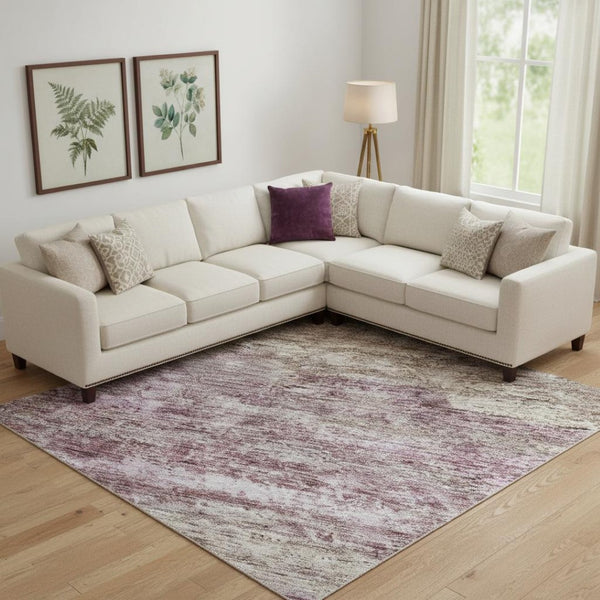HomeRoots 10' X 14' Blush and Ivory Washable Area Rug with UV Protection, Stain Resistance for Modern Homes 688297