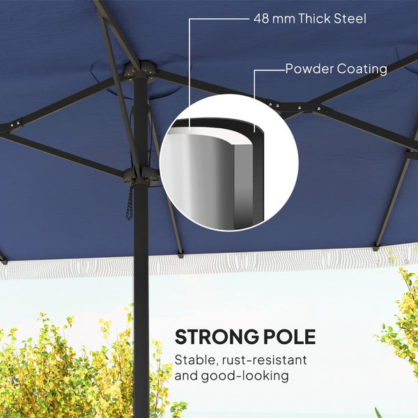 English Elm Outsunny 15ft Rectangle Patio Umbrella Upf30 Plus Dual Vents Crank Outdoor Shade W2225P485620
