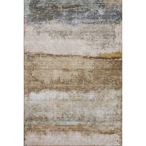 HomeRoots 5' X 8' Abstract Beige, Brown, and Gray Area Rug - Washable, UV-Protected, Durable, Stylish Design 688300