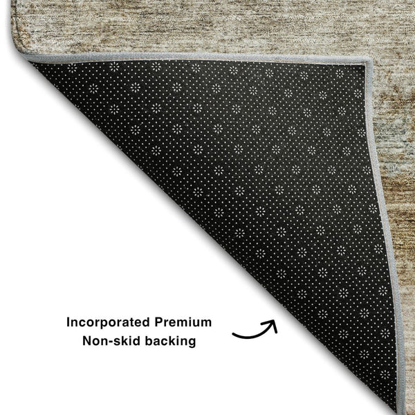 HomeRoots 5' X 8' Abstract Beige, Brown, and Gray Area Rug - Washable, UV-Protected, Durable, Stylish Design 688300