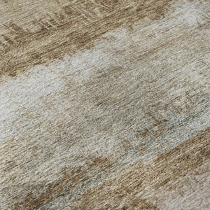 HomeRoots 5' X 8' Abstract Beige, Brown, and Gray Area Rug - Washable, UV-Protected, Durable, Stylish Design 688300