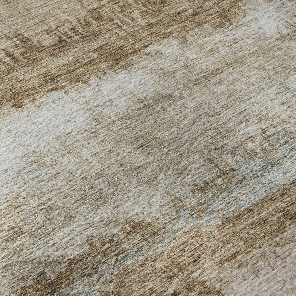 HomeRoots 5' X 8' Abstract Beige, Brown, and Gray Area Rug - Washable, UV-Protected, Durable, Stylish Design 688300