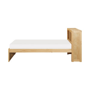 English Elm Modern Twin Platform Bed with Bookcase Headboard in Warm Natural Pine Wood Finish B011S02423